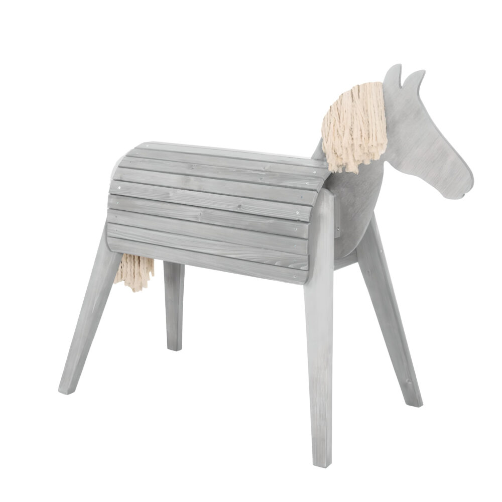 Caballo para volteo y exterior, madera maciza gris